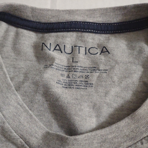 Size Large Grey Nautica Graphic Tshirt with shark. Gently used. Zero Flaws. - Picture 3 of 6